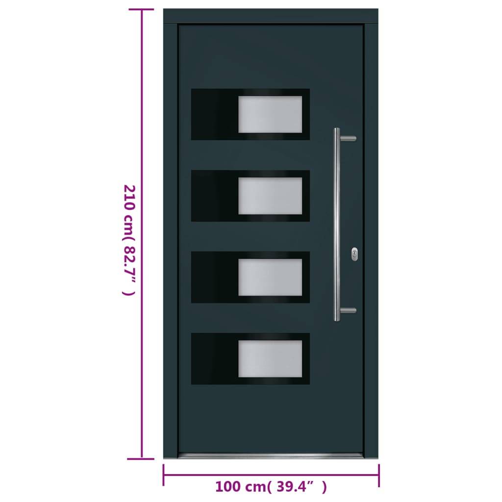 vidaXL Haustür Anthrazit 100x210 cm Aluminium und PVC