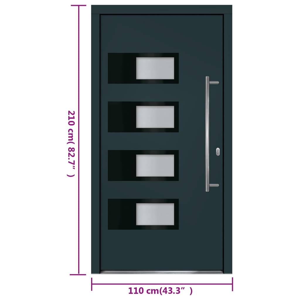 vidaXL Haustür Anthrazit 110x210 cm Aluminium und PVC