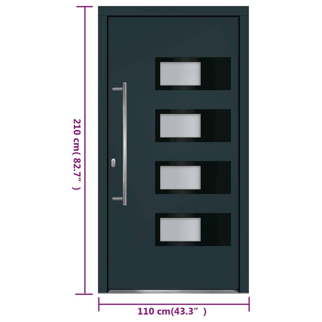 vidaXL Haustür Anthrazit 110x210 cm Aluminium und PVC