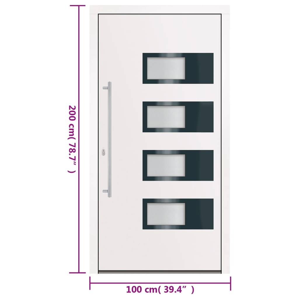 vidaXL Haustür Weiß 100x200 cm Aluminium und PVC