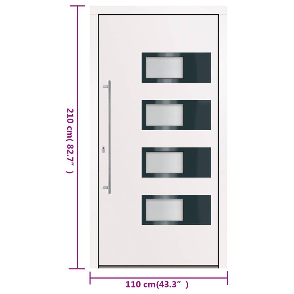 vidaXL Haustür Weiß 110x210 cm Aluminium und PVC