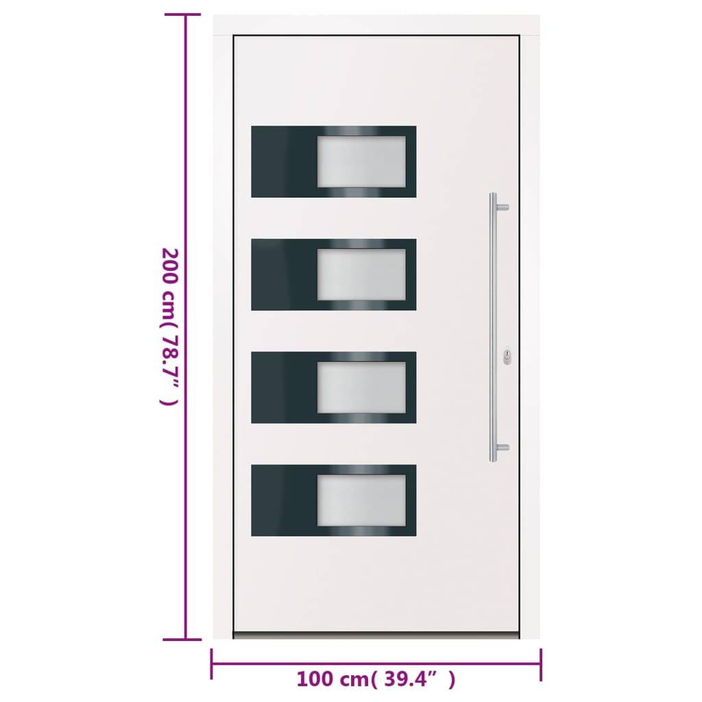 vidaXL Haustür Weiß 100x200 cm Aluminium und PVC