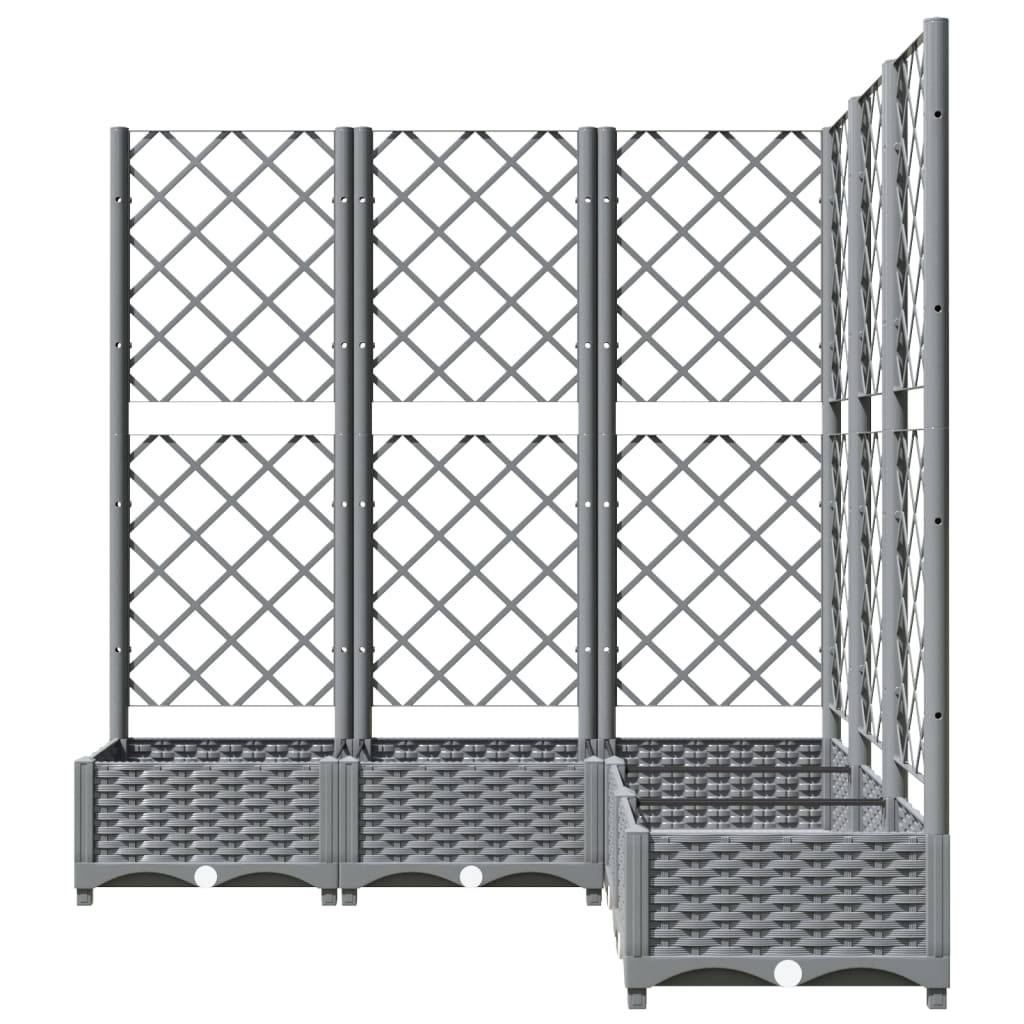 vidaXL Pflanzkübel mit Rankgitter Hellgrau 120x120x121,5 cm PP