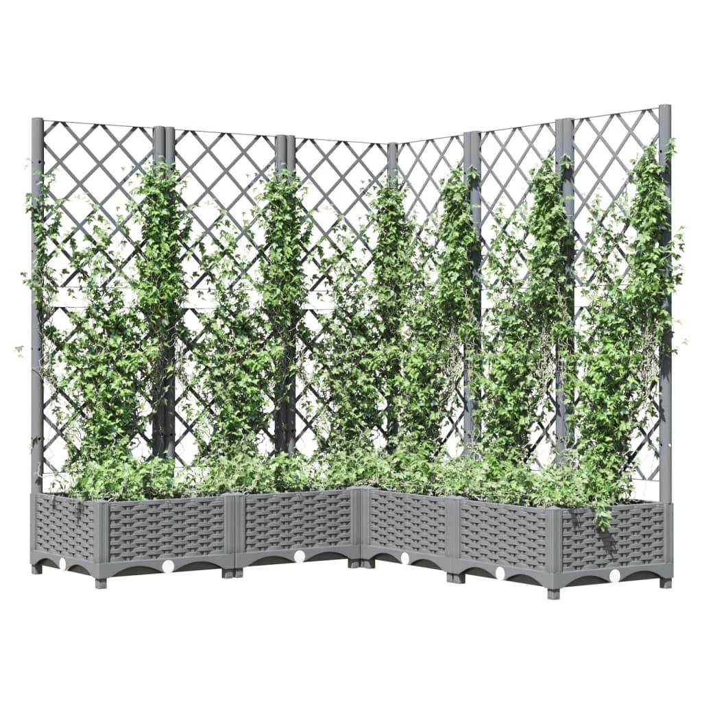 vidaXL Pflanzkübel mit Rankgitter Hellgrau 120x120x121,5 cm PP