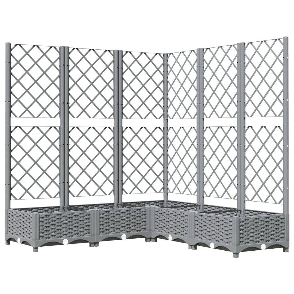 vidaXL Pflanzkübel mit Rankgitter Hellgrau 120x120x121,5 cm PP