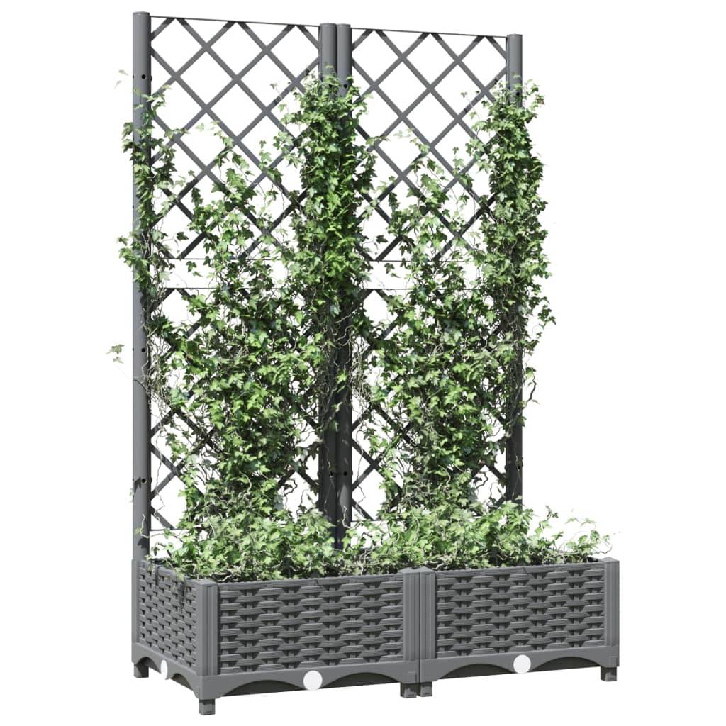 vidaXL Pflanzkübel mit Rankgitter Hellgrau 80x40x121,5 cm PP