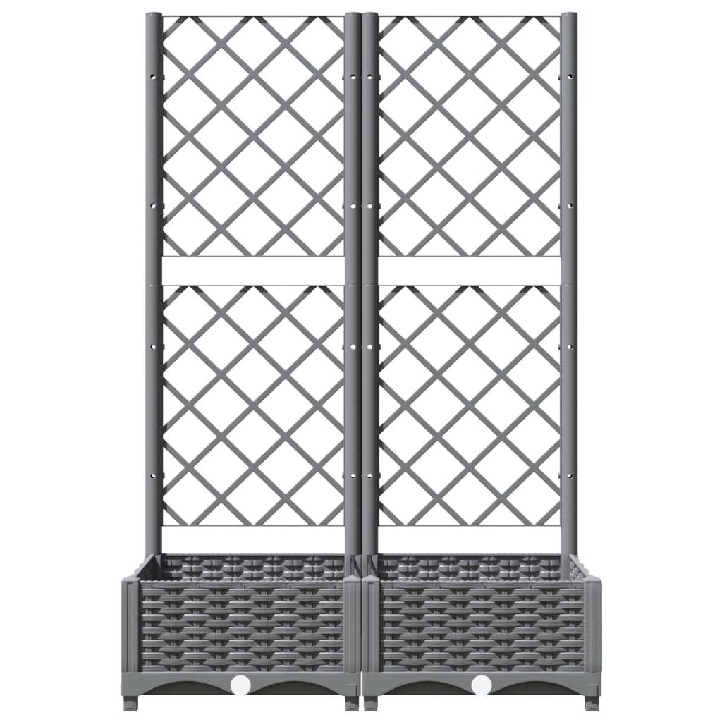 vidaXL Pflanzkübel mit Rankgitter Hellgrau 80x40x121,5 cm PP
