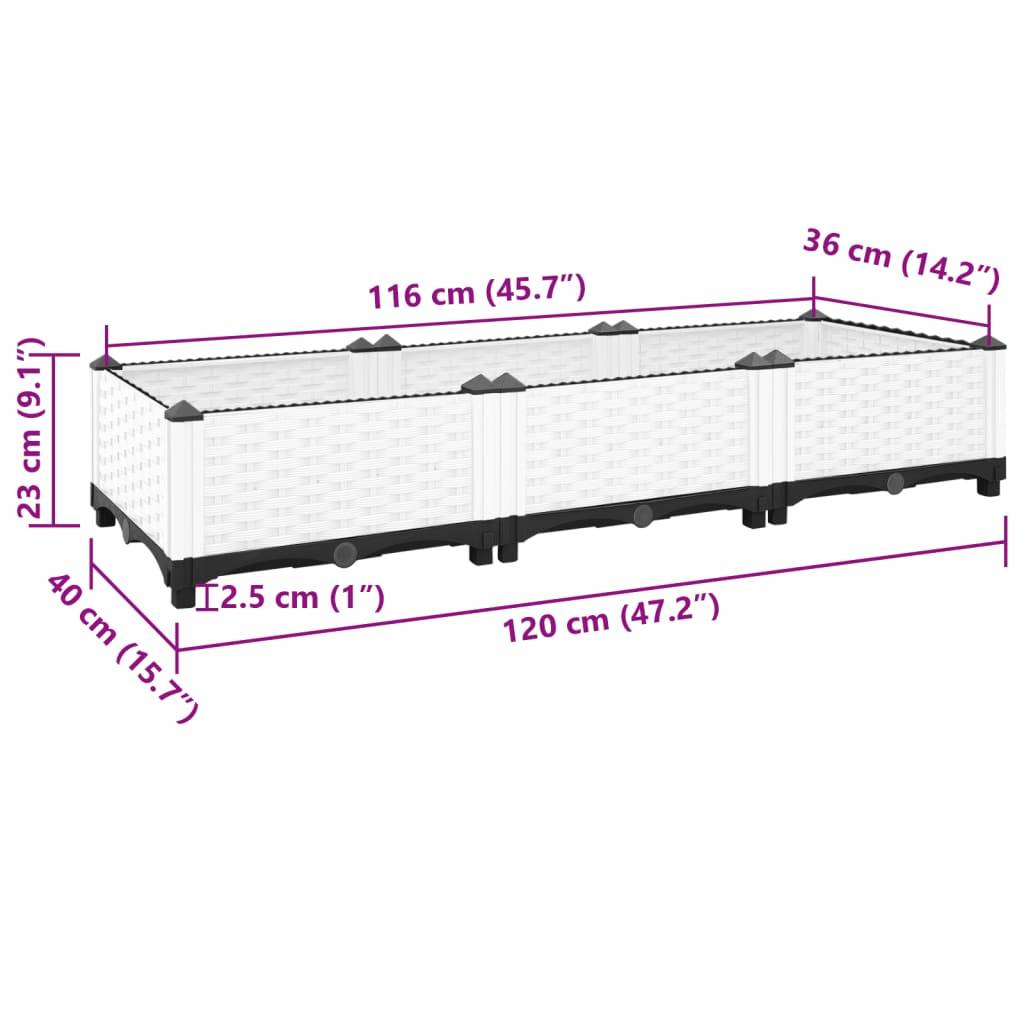 vidaXL Hochbeet 120x40x23 cm Polypropylen