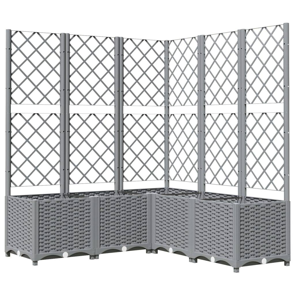 vidaXL Pflanzkübel mit Rankgitter Hellgrau 120x120x136 cm PP