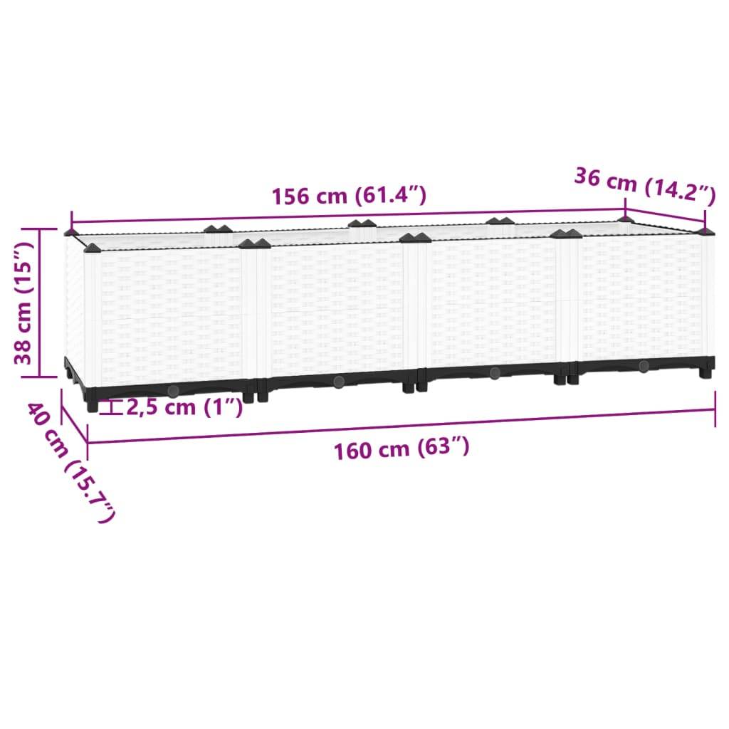 vidaXL Hochbeet 160x40x38 cm Polypropylen