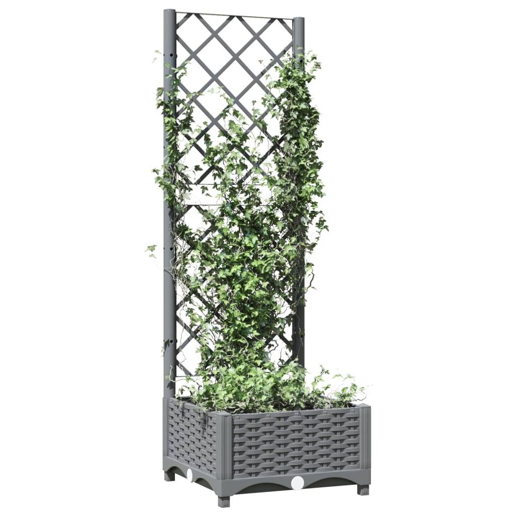 vidaXL Pflanzkübel mit Rankgitter Hellgrau 40x40x121,5 cm PP