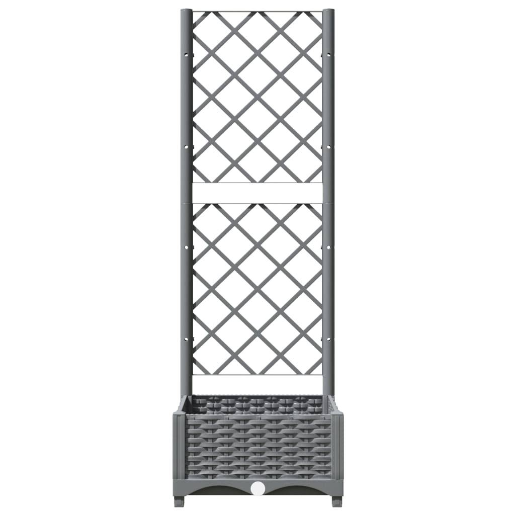 vidaXL Pflanzkübel mit Rankgitter Hellgrau 40x40x121,5 cm PP