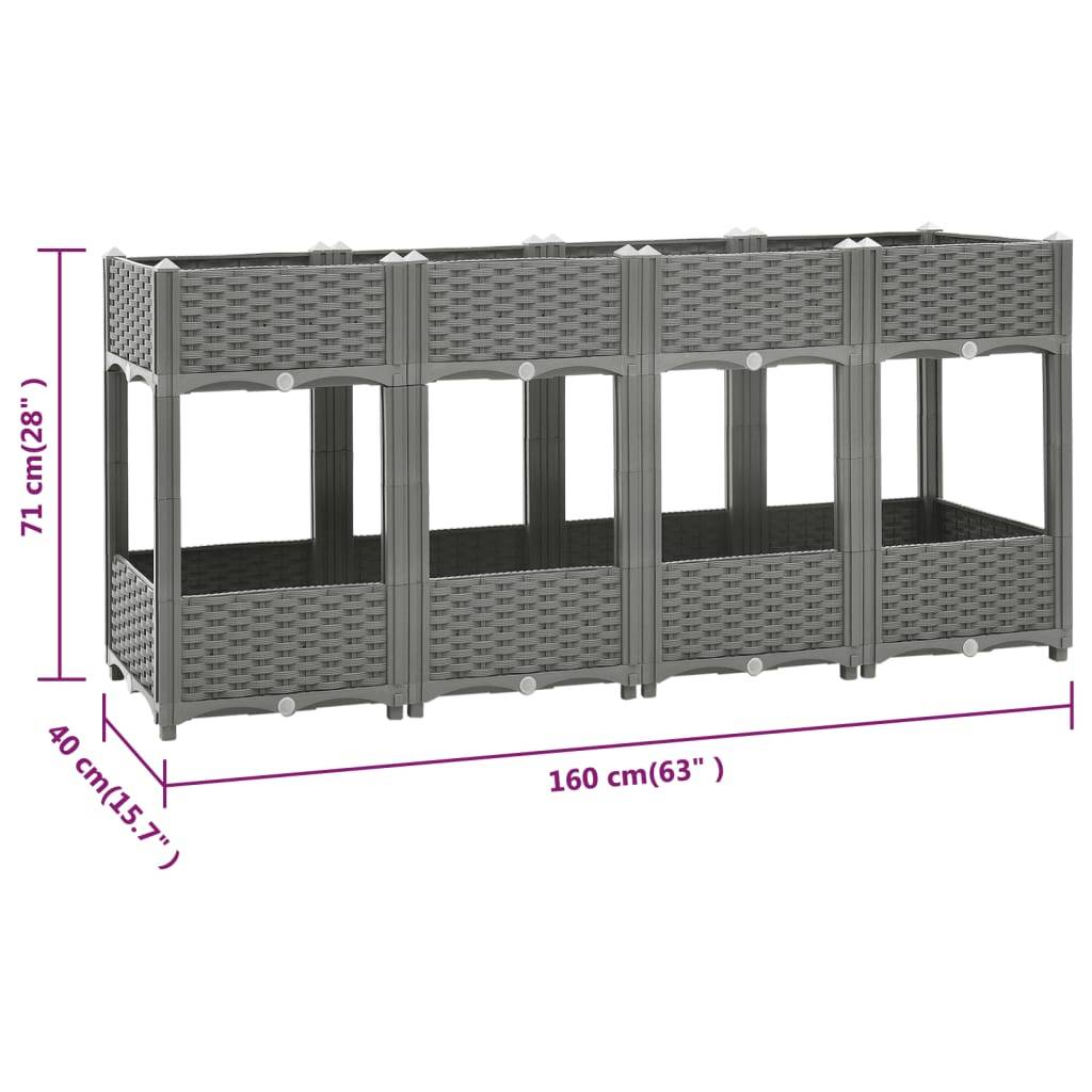 vidaXL Hochbeet 160x40x71 cm Polypropylen