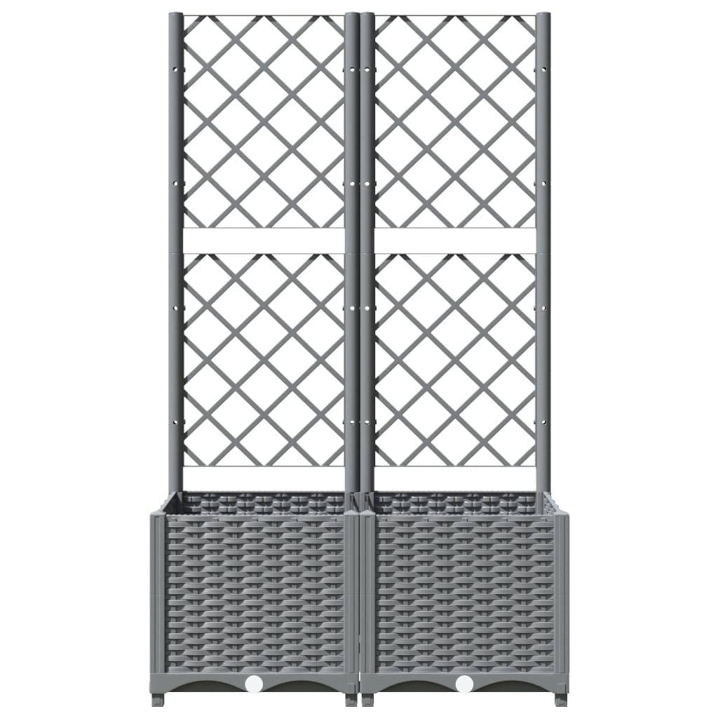 vidaXL Pflanzkübel mit Rankgitter Hellgrau 80x40x136 cm PP