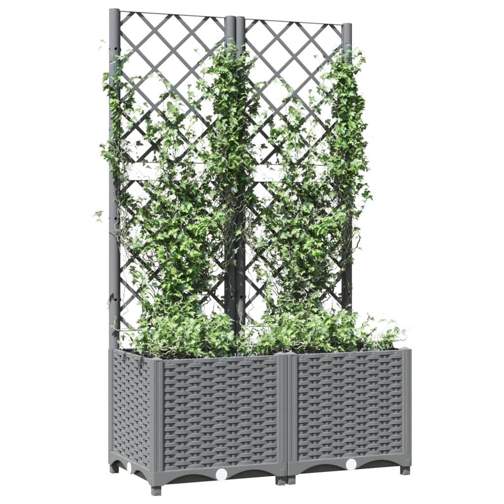 vidaXL Pflanzkübel mit Rankgitter Hellgrau 80x40x136 cm PP