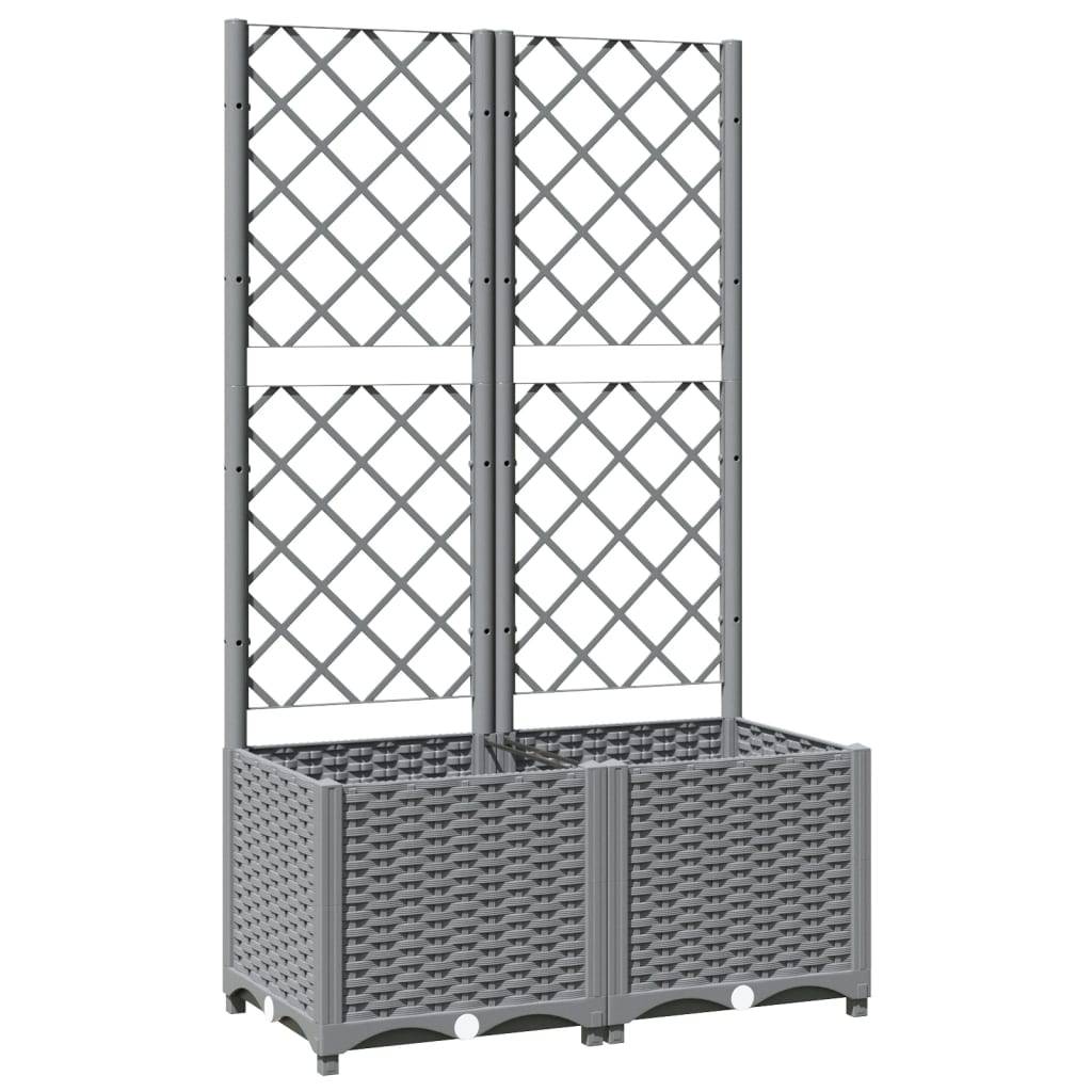 vidaXL Pflanzkübel mit Rankgitter Hellgrau 80x40x136 cm PP