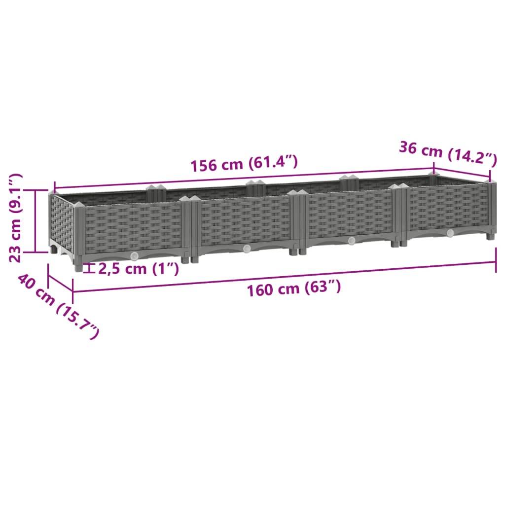 vidaXL Hochbeet 160x40x23 cm Polypropylen