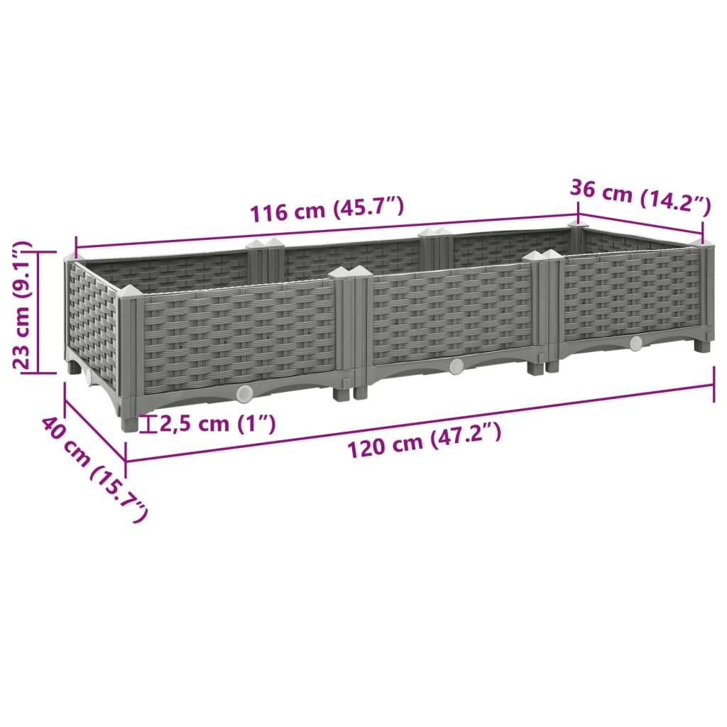 vidaXL Hochbeet 120x40x23 cm Polypropylen