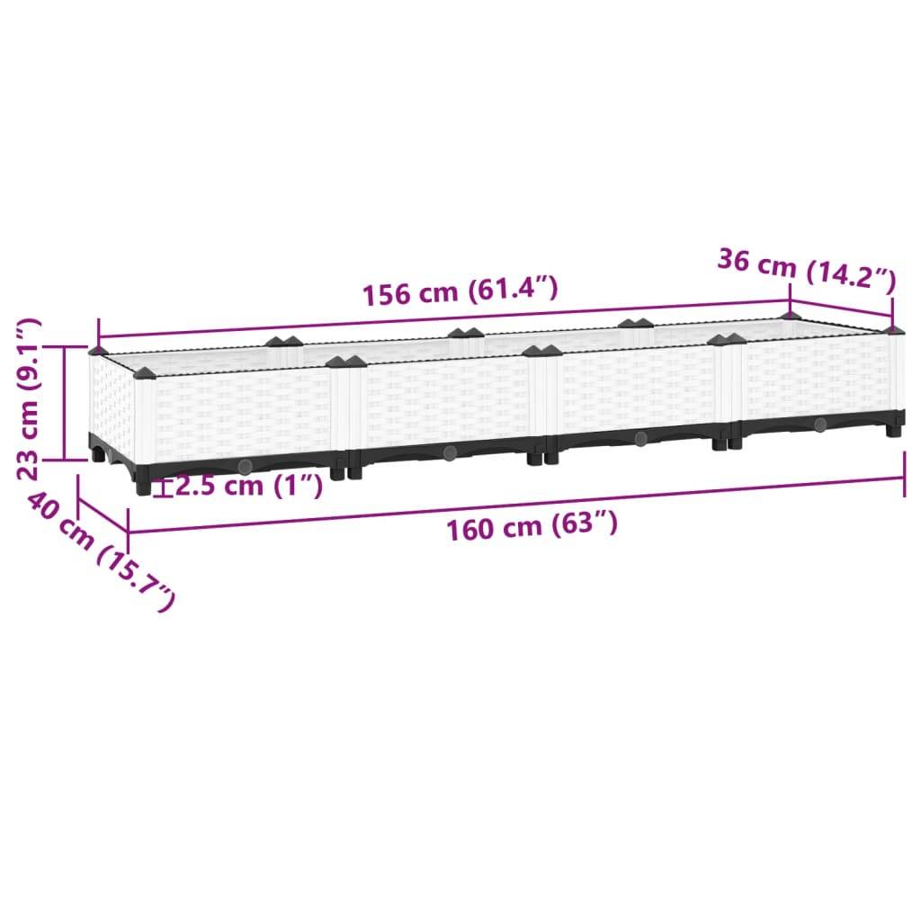 vidaXL Hochbeet 160x40x23 cm Polypropylen