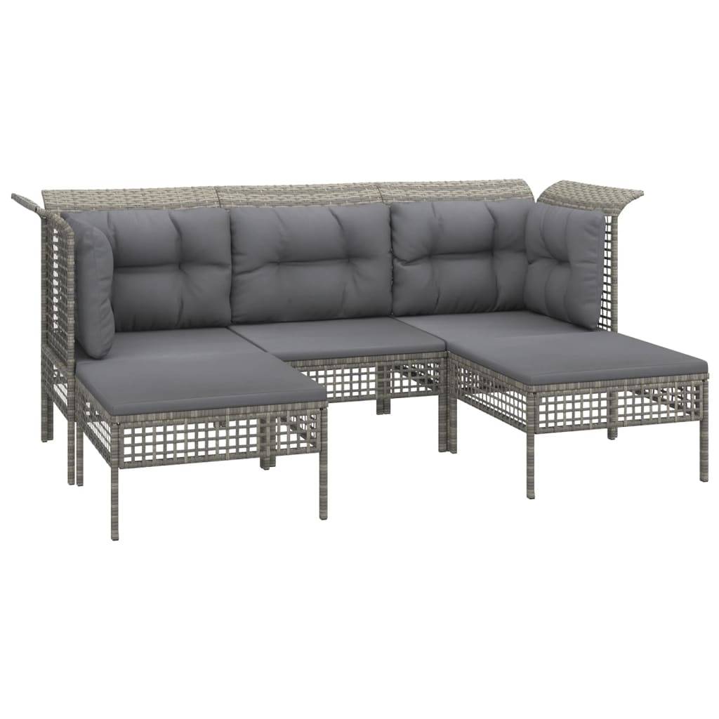 vidaXL 6-tlg. Garten-Lounge-Set mit Kissen Grau Poly Rattan