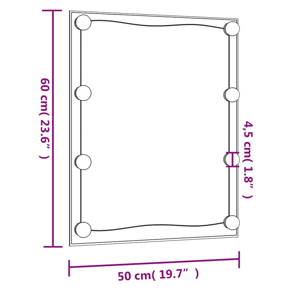 vidaXL Wandspiegel mit LED-Leuchten 50x60 cm Glas Rechteckig