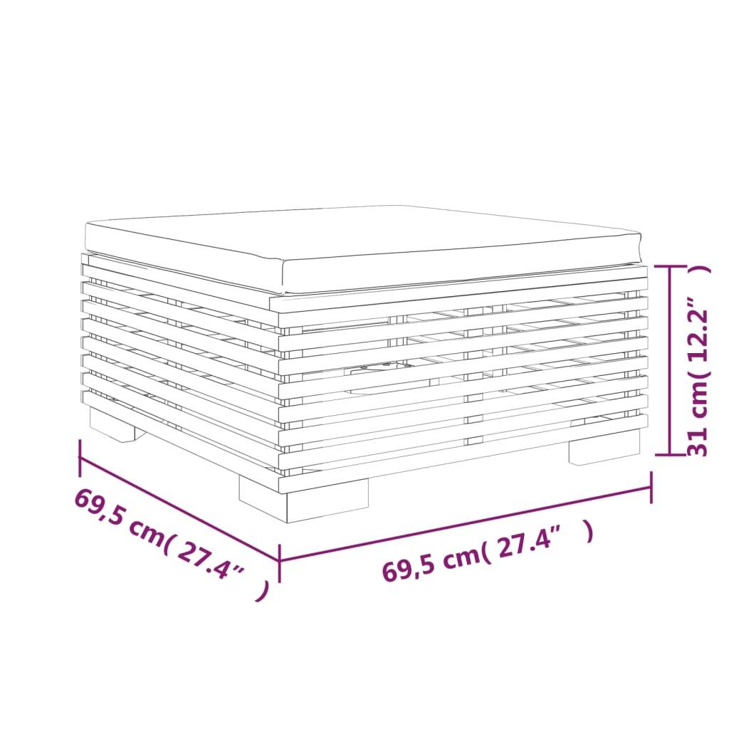 vidaXL Gartenhocker mit Creme Kissen Massivholz Teak