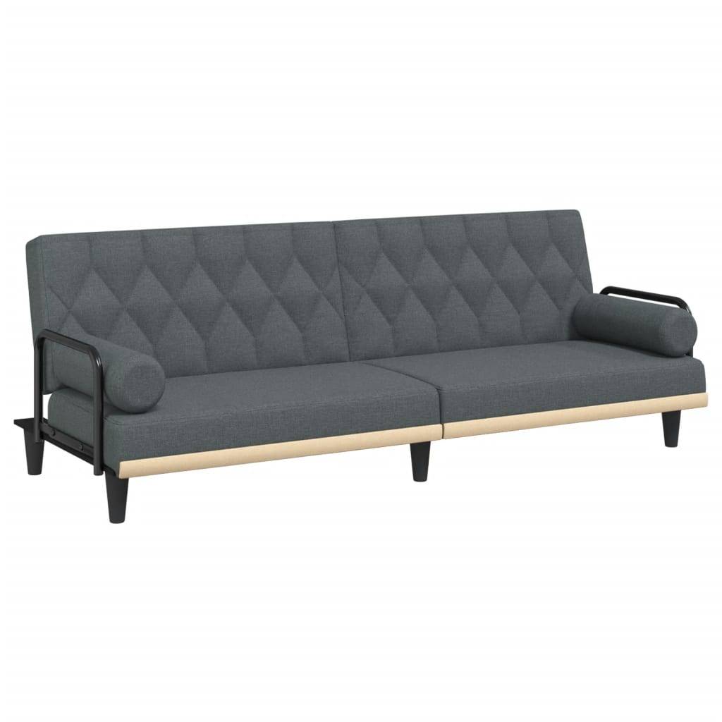 vidaXL Schlafsofa mit Armlehnen Dunkelgrau Stoff