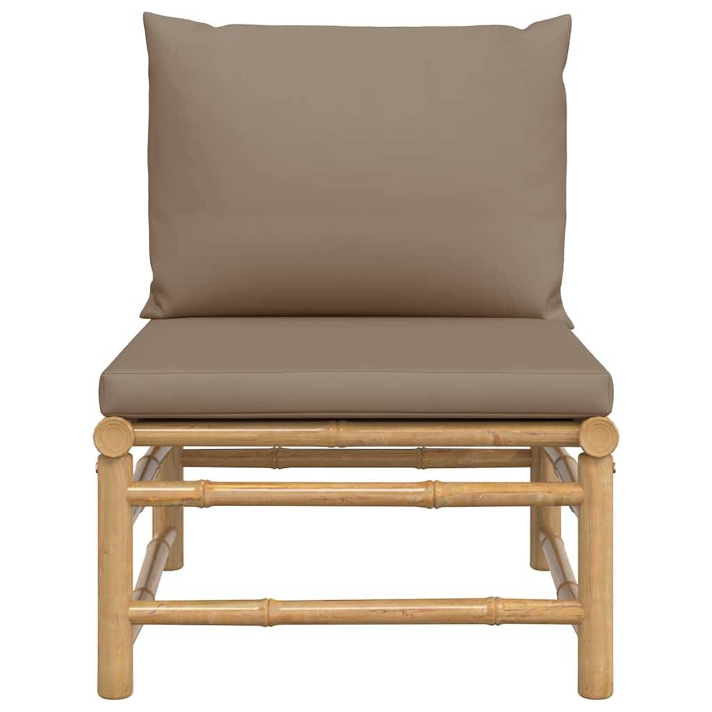 vidaXL Garten-Mittelsofa mit Taupe Kissen Bambus