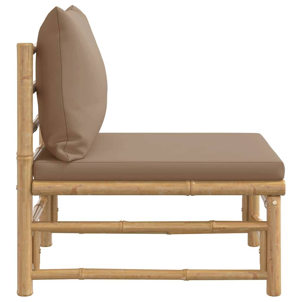 vidaXL Garten-Mittelsofa mit Taupe Kissen Bambus