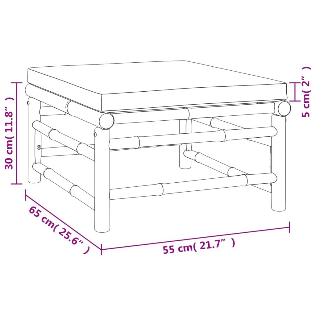 vidaXL Gartenhocker mit Taupe Kissen Bambus