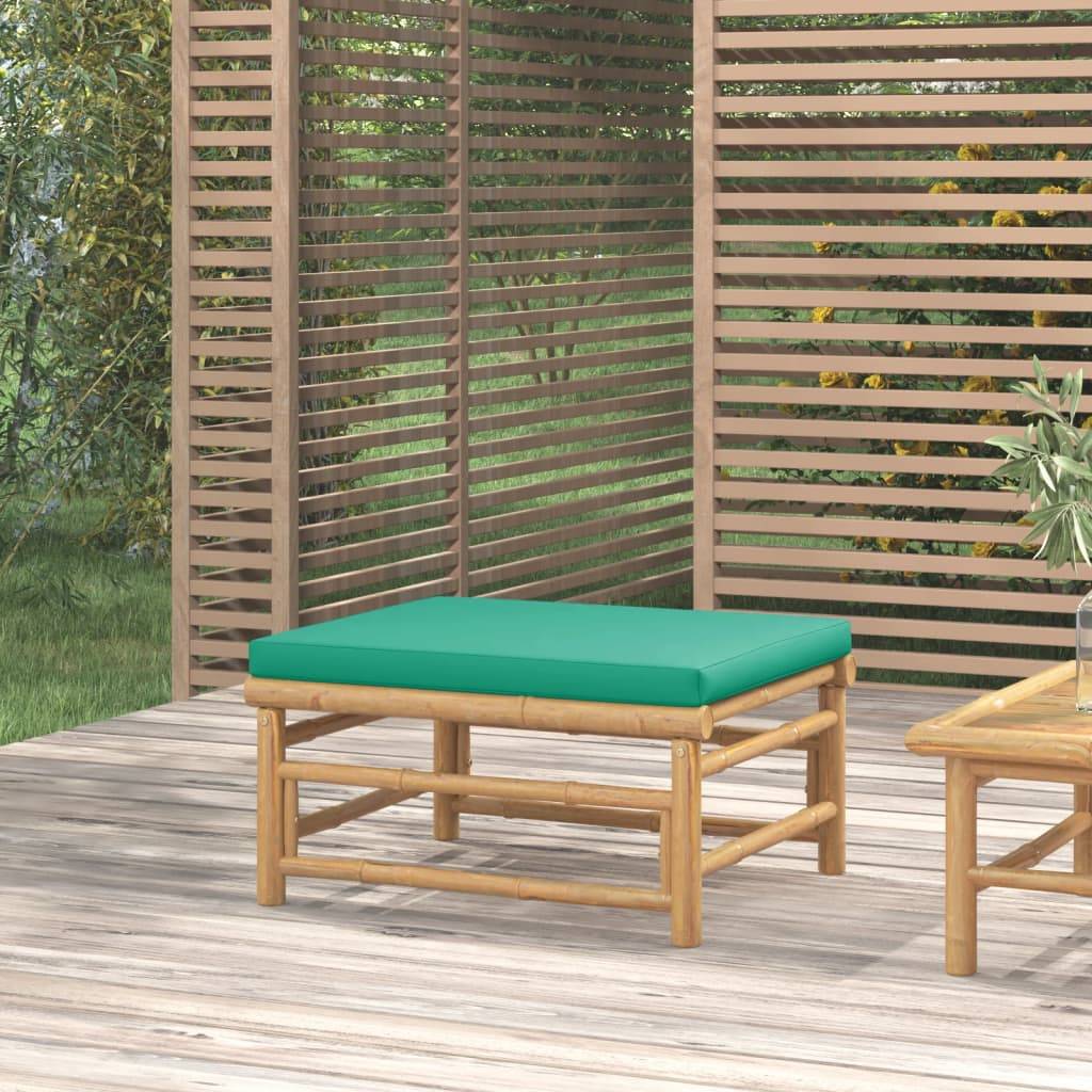 vidaXL Gartenhocker mit Grünem Kissen Bambus