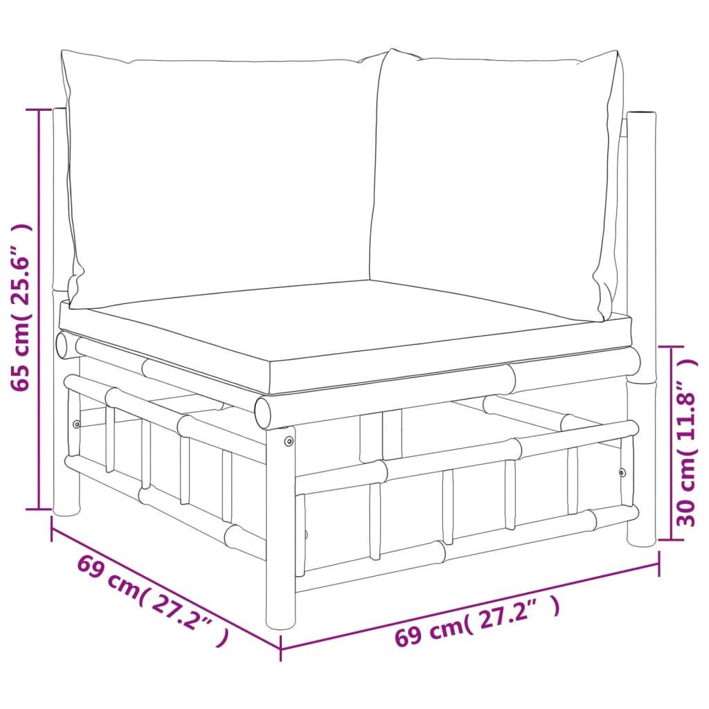 vidaXL 4-tlg. Garten-Lounge-Set mit Cremeweißen Kissen Bambus