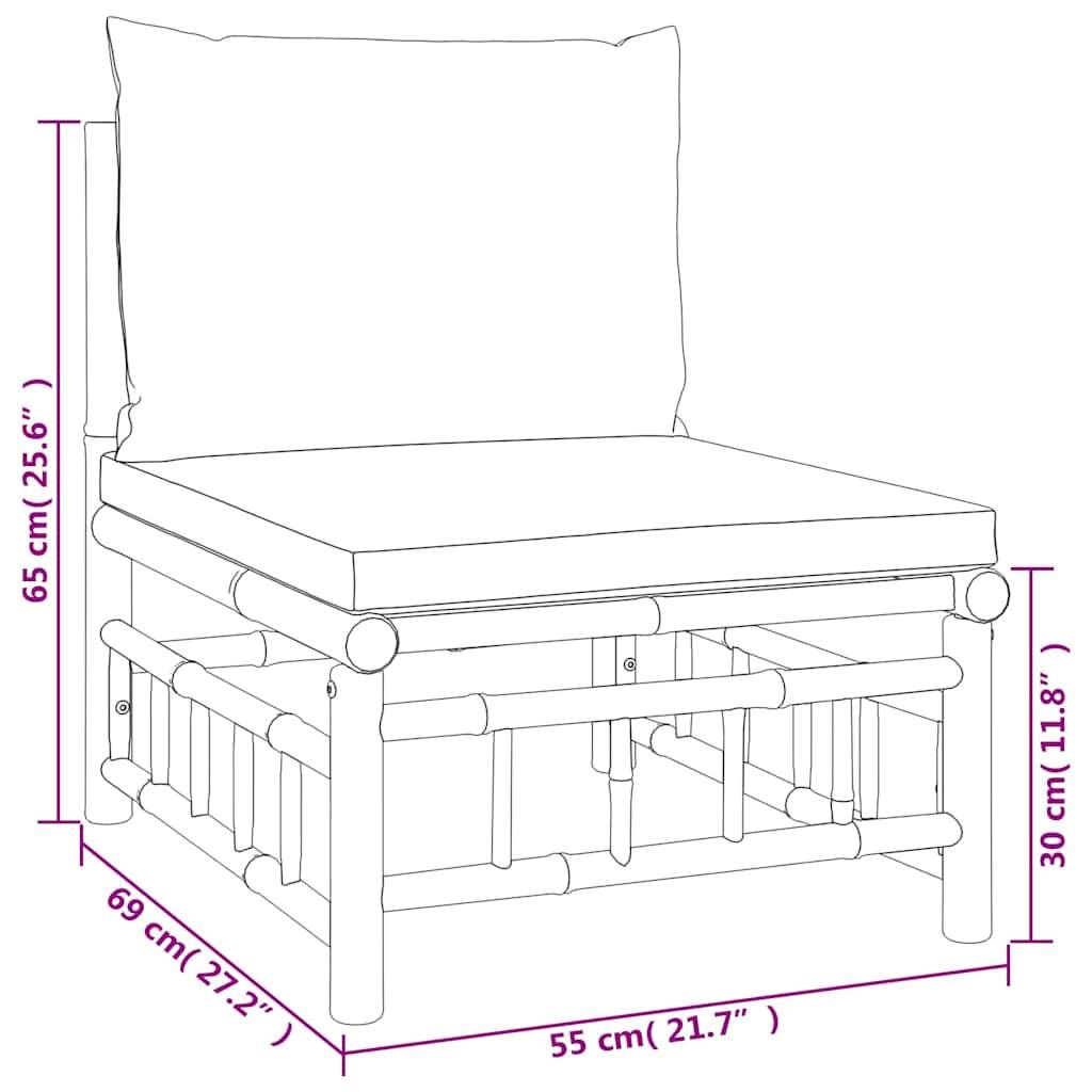 vidaXL 3-tlg. Garten-Lounge-Set mit Dunkelgrauen Kissen Bambus