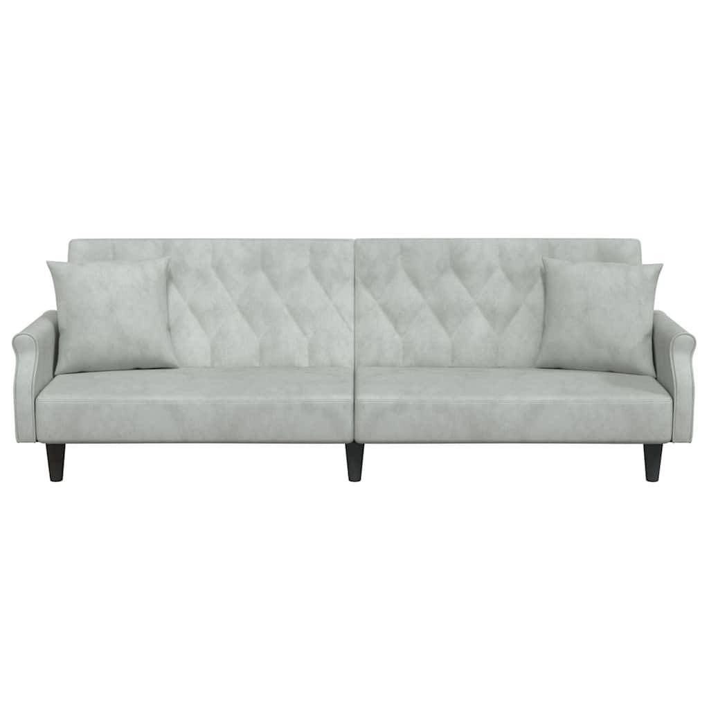 vidaXL Schlafsofa mit Armlehnen Hellgrau Samt