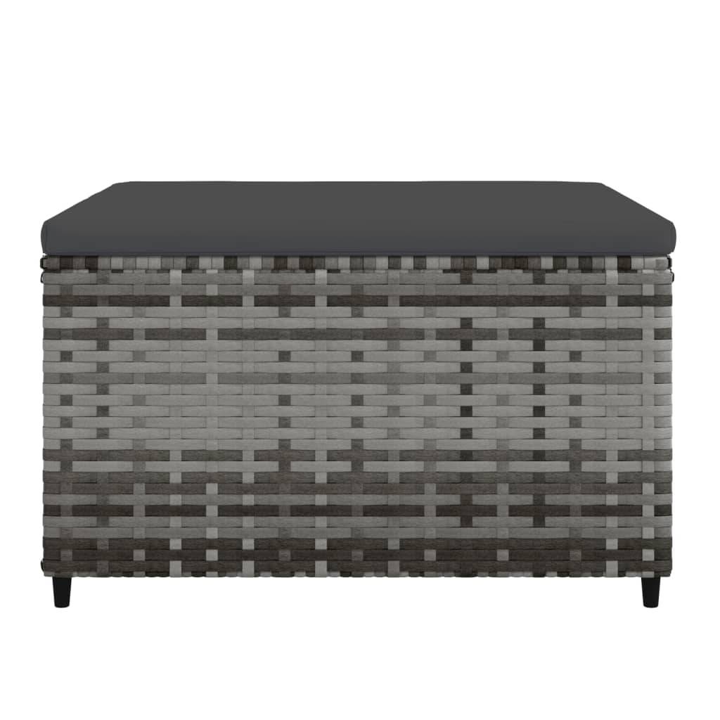 vidaXL Gartenhocker mit Kissen 2 Stk. Grau Poly Rattan