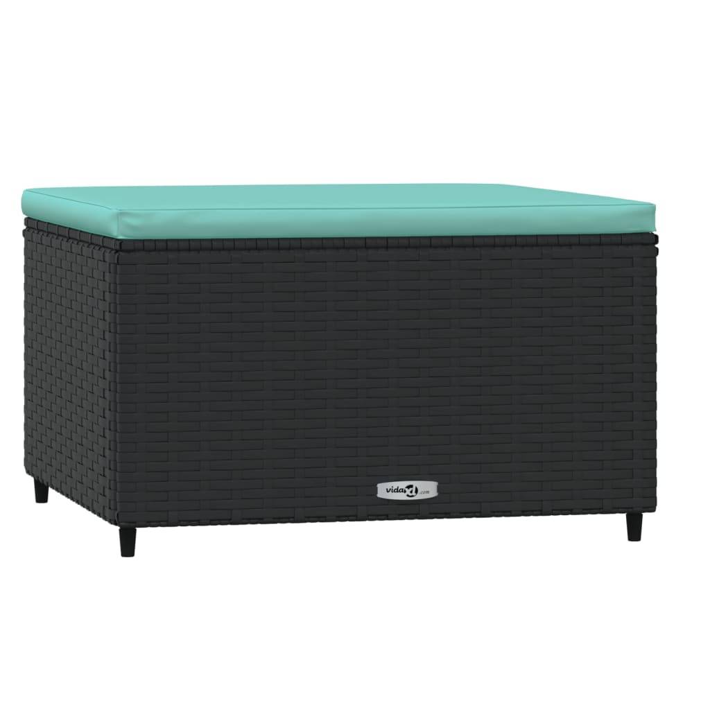vidaXL Gartenhocker mit Kissen Schwarz Poly Rattan