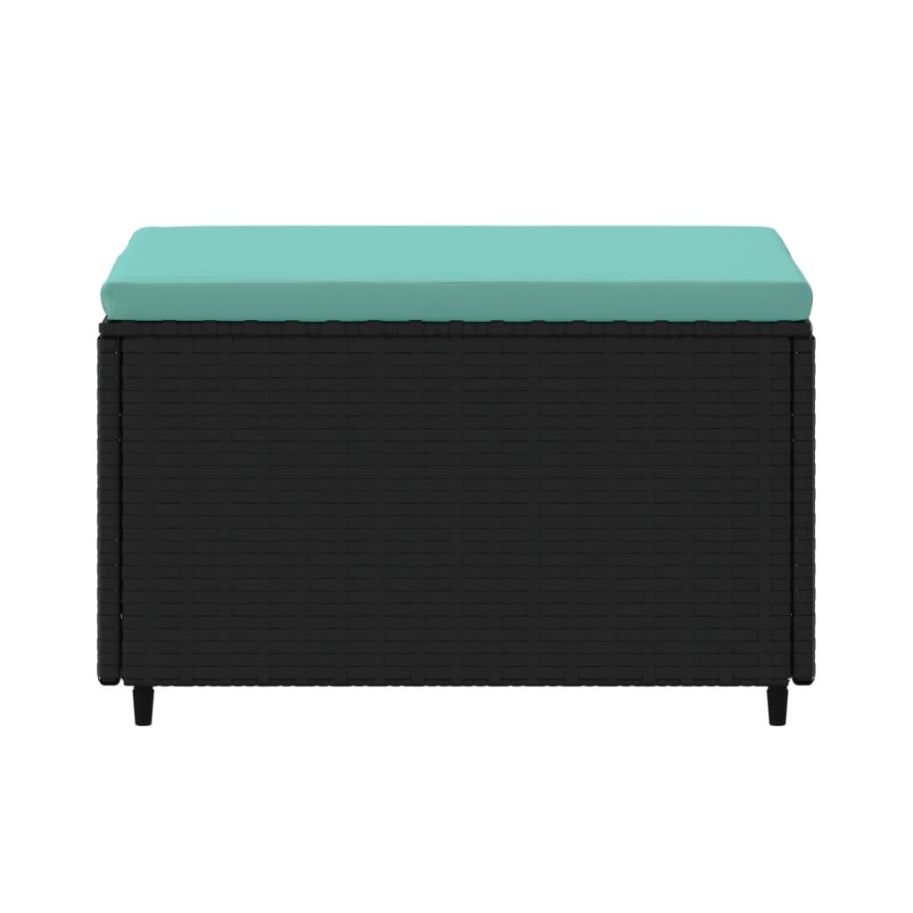 vidaXL Gartenhocker mit Kissen Schwarz Poly Rattan