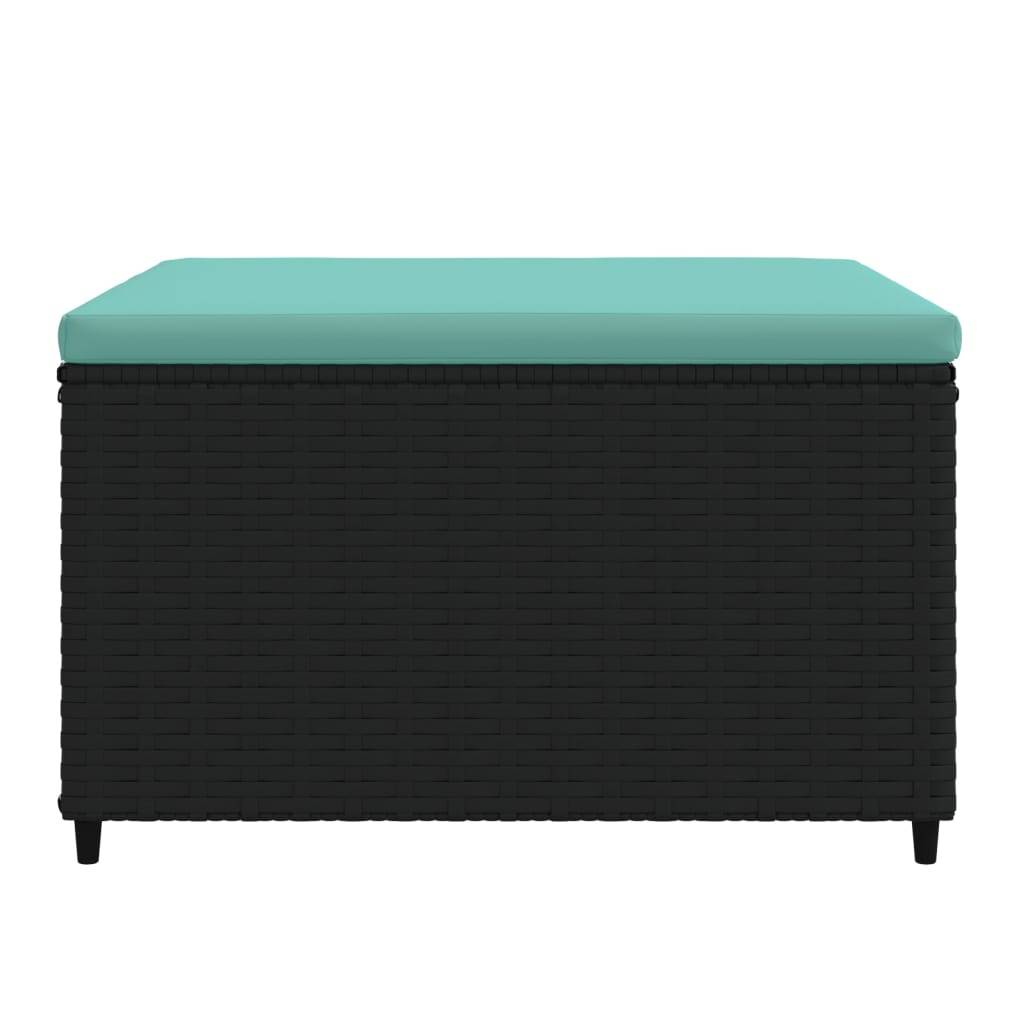 vidaXL Gartenhocker mit Kissen Schwarz Poly Rattan