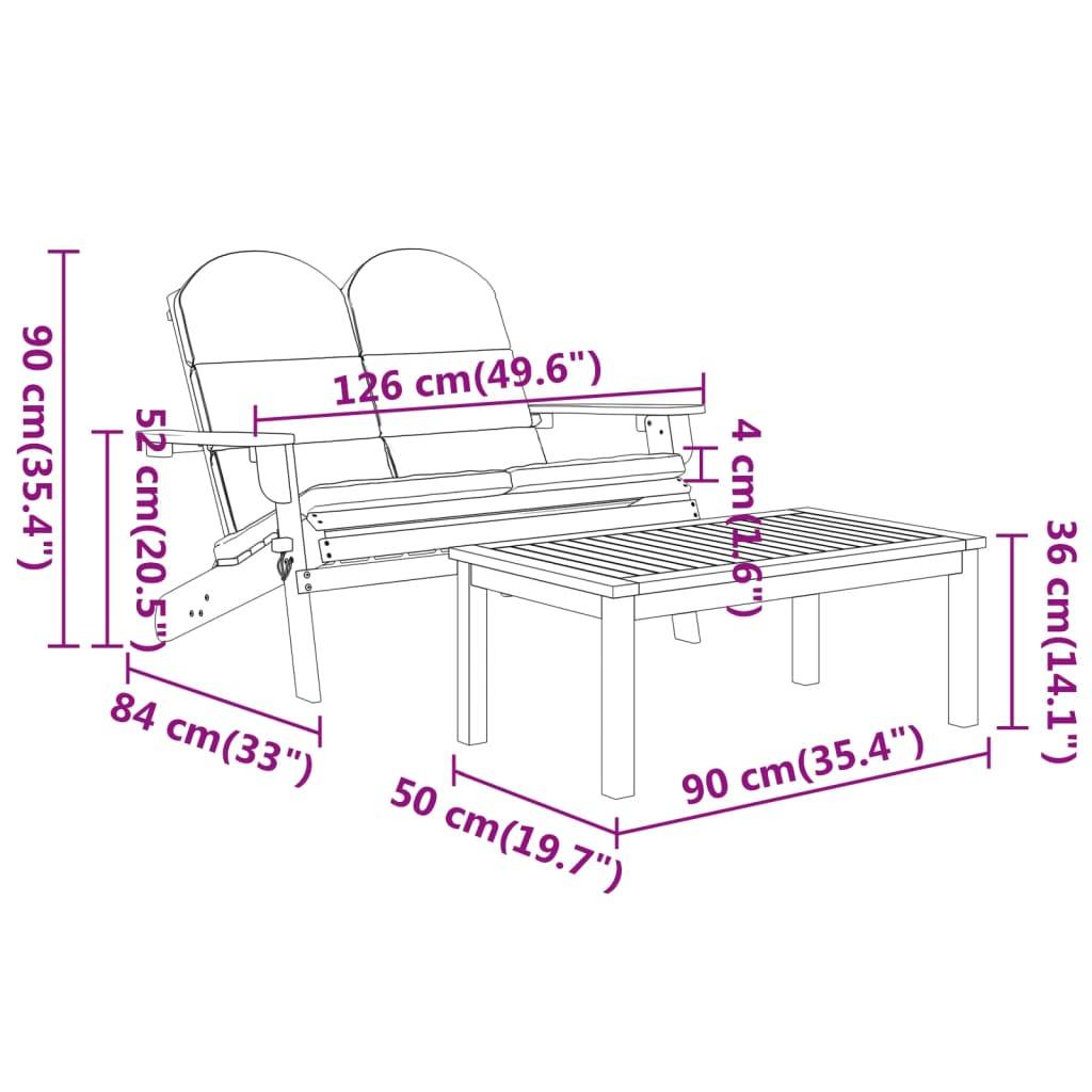 vidaXL 2-tlg. Garten-Lounge-Set Adirondack Massivholz Akazie