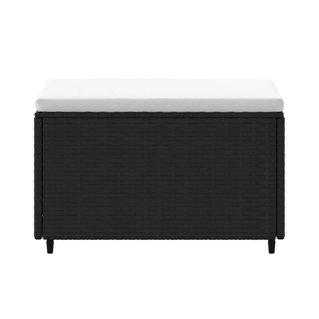 vidaXL Gartenhocker mit Kissen 2 Stk. Schwarz Poly Rattan