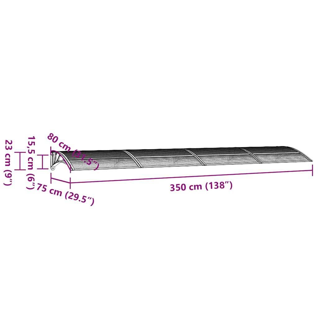 vidaXL Türvordach Grau und Transparent 350x75 cm Polycarbonat