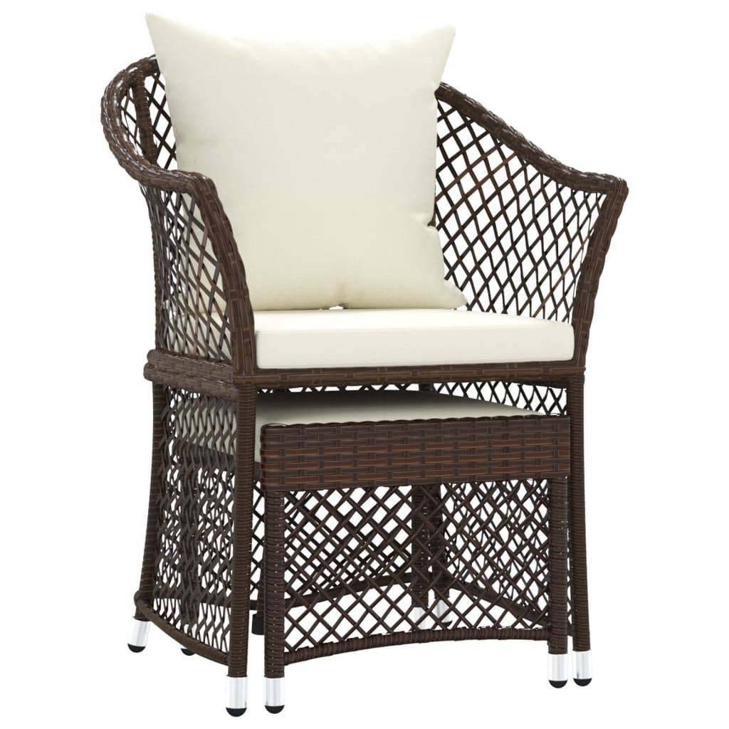 vidaXL 2-tlg. Garten-Lounge-Set mit Kissen Braun Poly Rattan