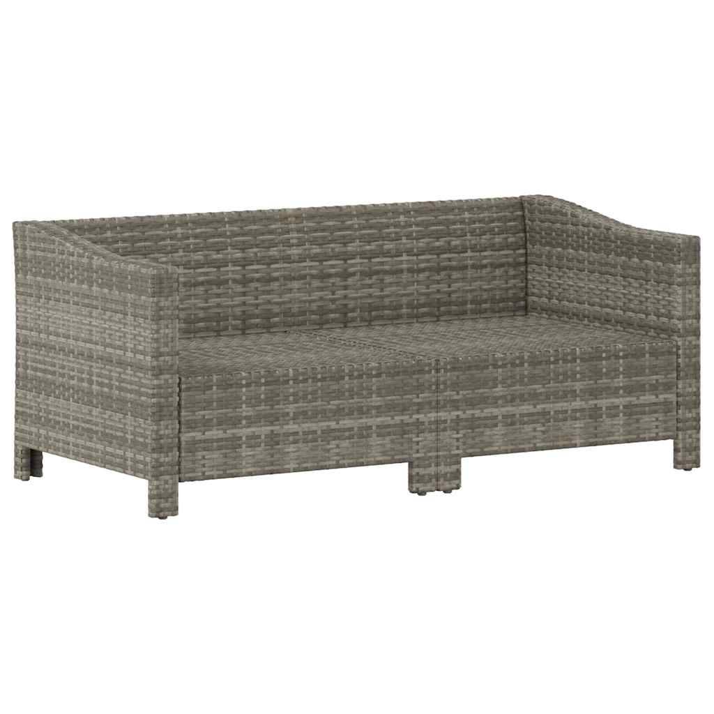 vidaXL 2-tlg. Garten-Lounge-Set mit Kissen Grau Poly Rattan