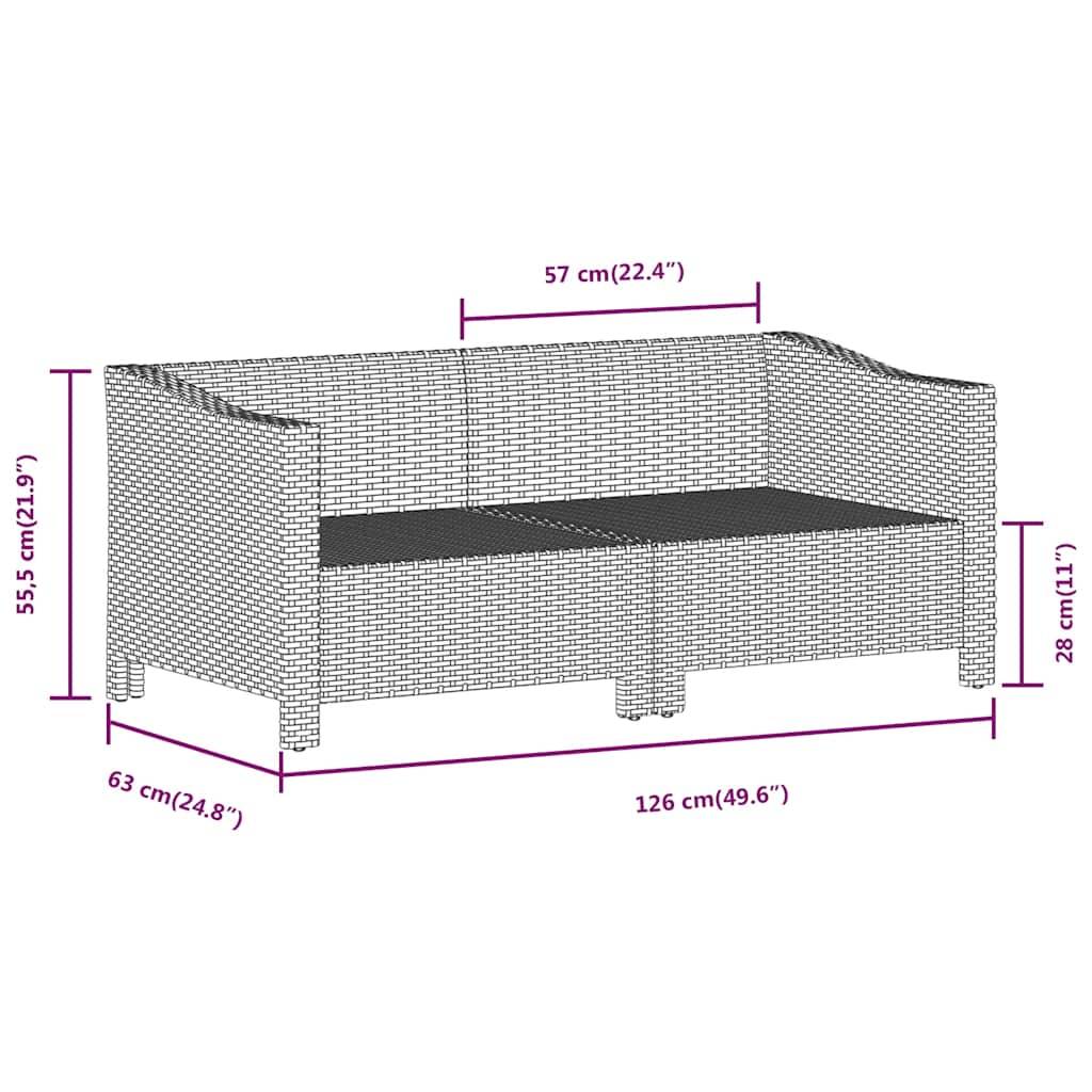 vidaXL 2-tlg. Garten-Lounge-Set mit Kissen Grau Poly Rattan
