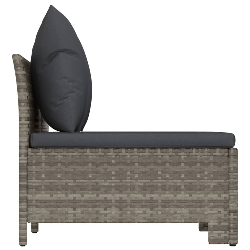 vidaXL Gartensofa 2-Sitzer mit Kissen Grau Poly Rattan