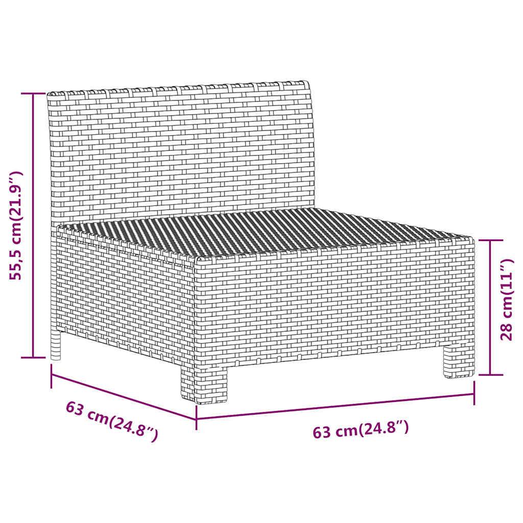 vidaXL Garten-Mittelsofa mit Kissen Grau Poly Rattan