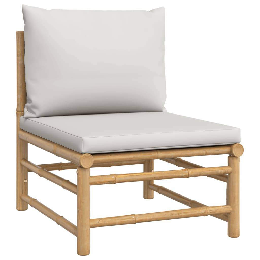 vidaXL 3-tlg. Garten-Lounge-Set mit Hellgrauen Kissen Bambus