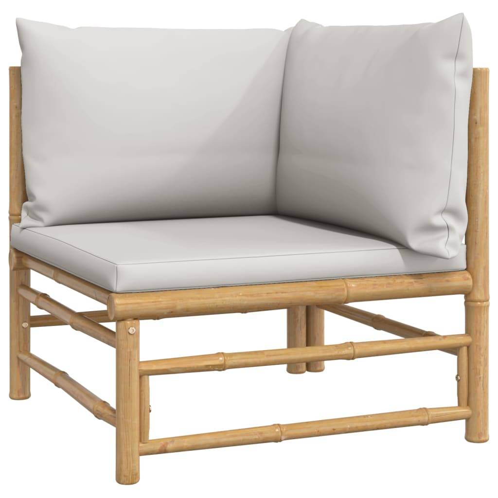 vidaXL 3-tlg. Garten-Lounge-Set mit Hellgrauen Kissen Bambus
