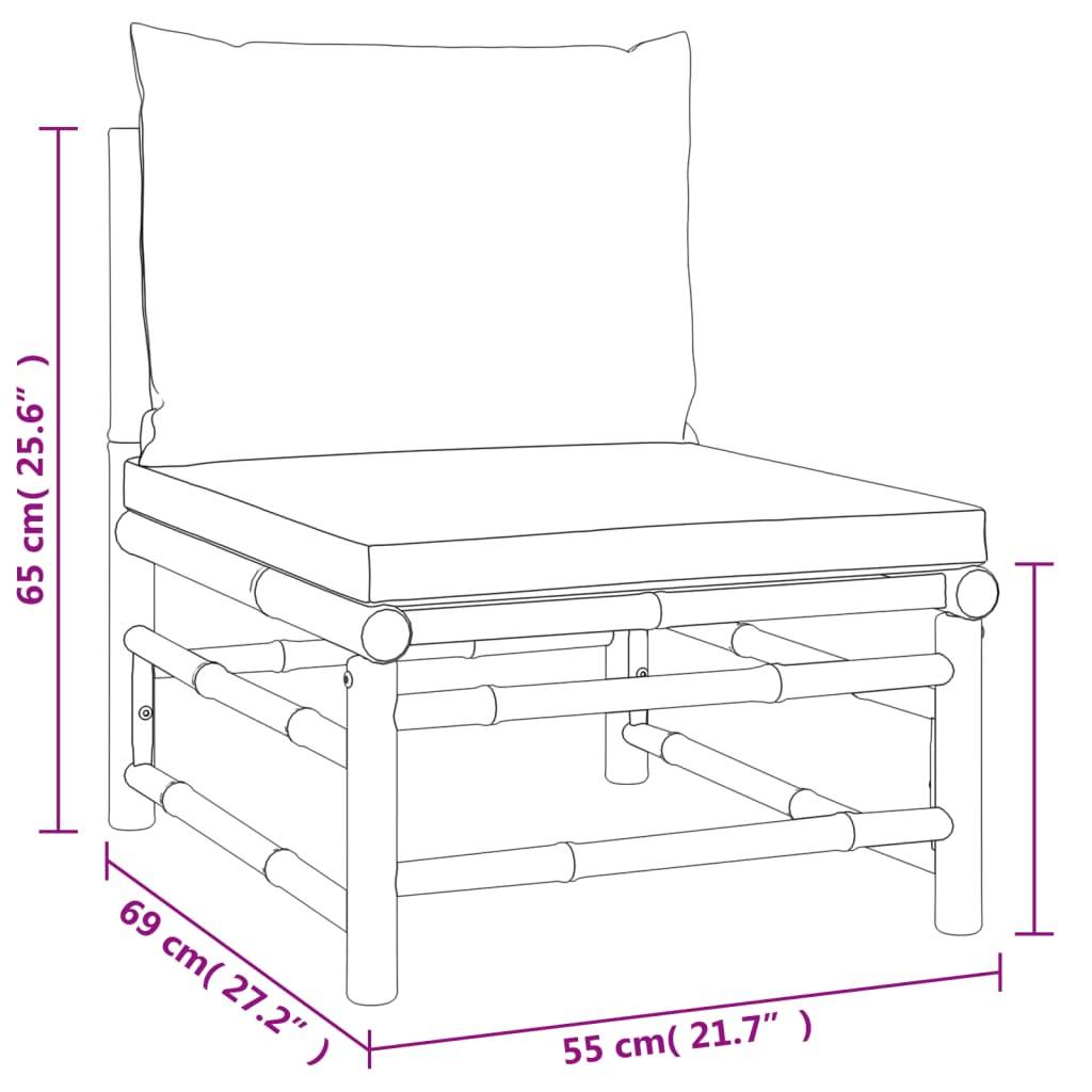 vidaXL 3-tlg. Garten-Lounge-Set mit Hellgrauen Kissen Bambus