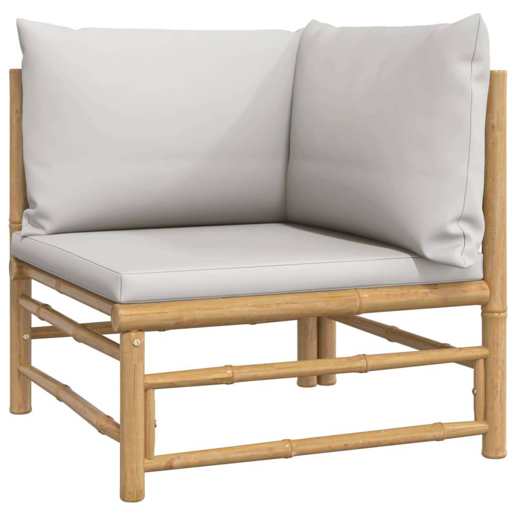 vidaXL 6-tlg. Garten-Lounge-Set mit Kissen Hellgrau Bambus